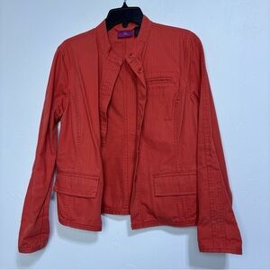 Fusha 100% Cotton Button Front Women's Jacket Large Orange Coral Rust